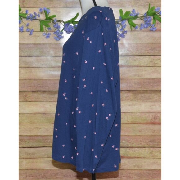 Croft & Barrow Women's Blue Plus Size 2X Ladybugs Knit Top Long Sleeves Cotton - Picture 4 of 7